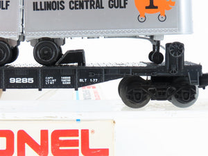 O Gauge 3-Rail Lionel ICG Illinois Central Gulf Flat Car #9285 w/ 2 Trailers