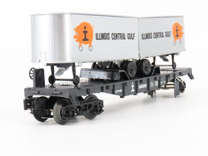 O Gauge 3-Rail Lionel ICG Illinois Central Gulf Flat Car #9285 w/ 2 Trailers