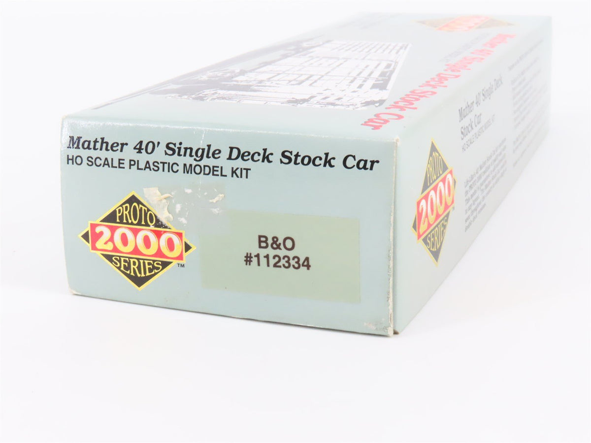 HO Proto 2000 Kit B&amp;O Baltimore &amp; Ohio Mather 40&#39; Single Deck Stock Car #112334