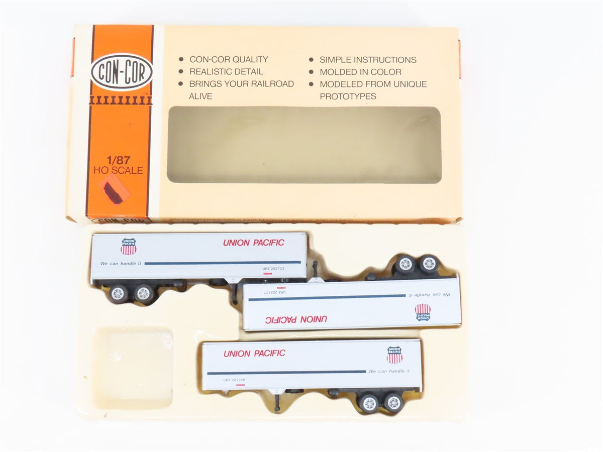 HO Scale Con-Cor 0004-008107 UP Union Pacific 40&#39; Box Trailer 3-Pack