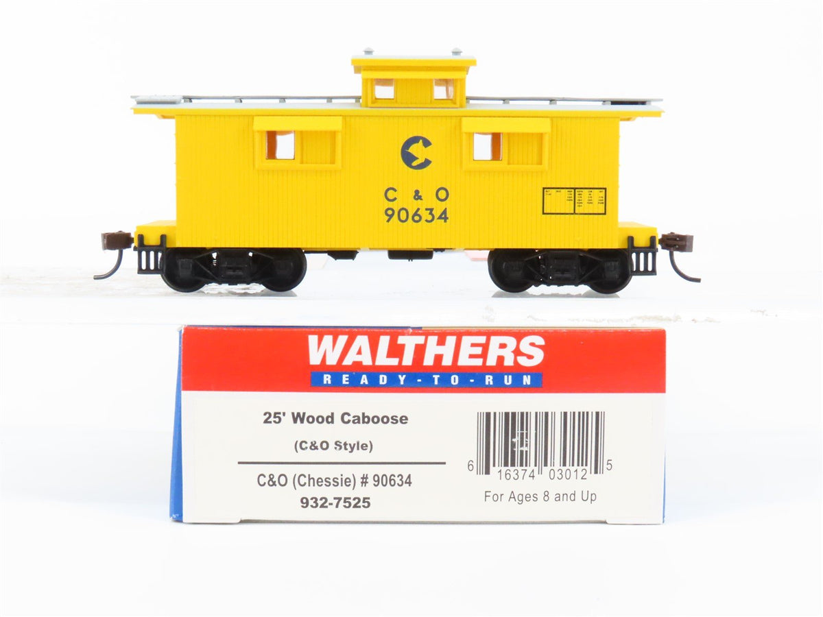 HO Scale Walthers #932-7525 C&amp;O Chessie System 25&#39; Wood Caboose #90634