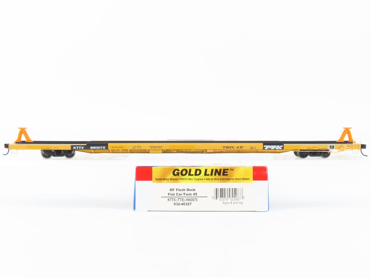 HO Scale Walthers Gold Line #932-40327 KTTX TTX 89&#39; Flush Deck Flat Car #960075