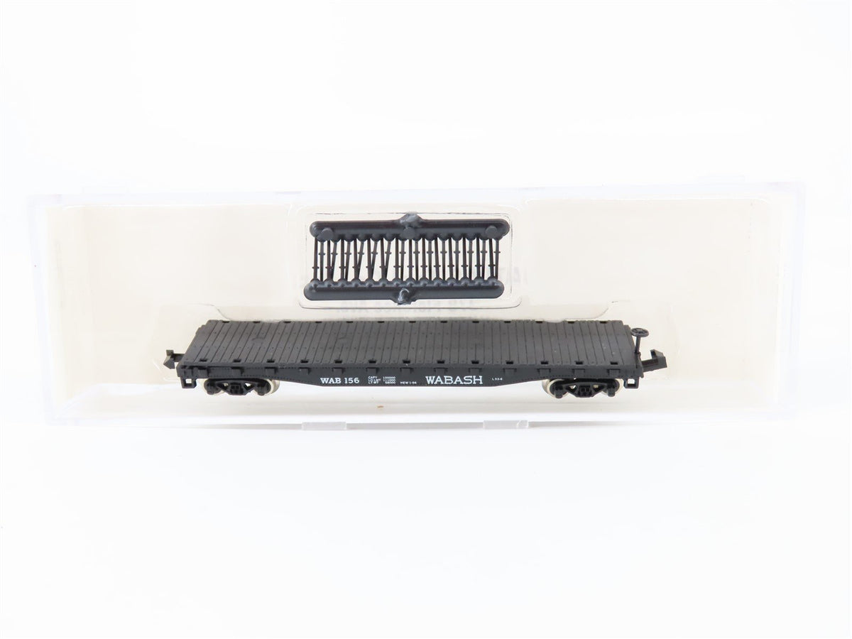 N Scale Atlas 3812 WAB Wabash 50&#39; Flat Car #156 w/ Stakes