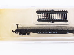 N Scale Atlas 3805 ERIE Railroad 50' Flat Car #7220 w/ Stakes