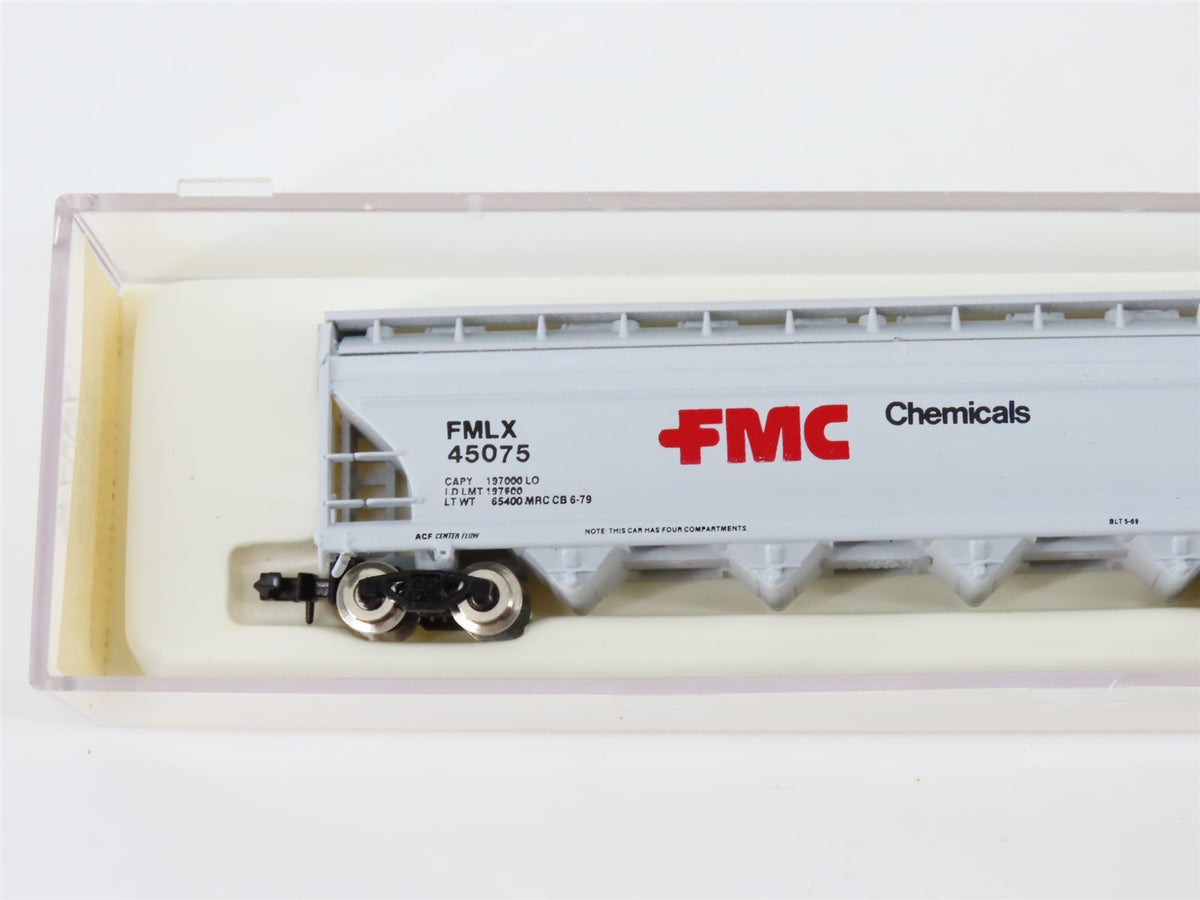 N Scale Atlas 3716 FMLX FMC Chemicals 4-Bay Centerflow Covered Hopper #45075