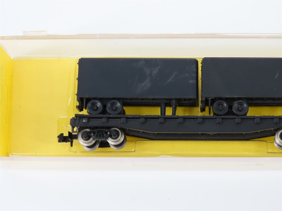 N Scale Atlas 3740 Undecorated Piggyback Flat Car w/ 2 Trailers