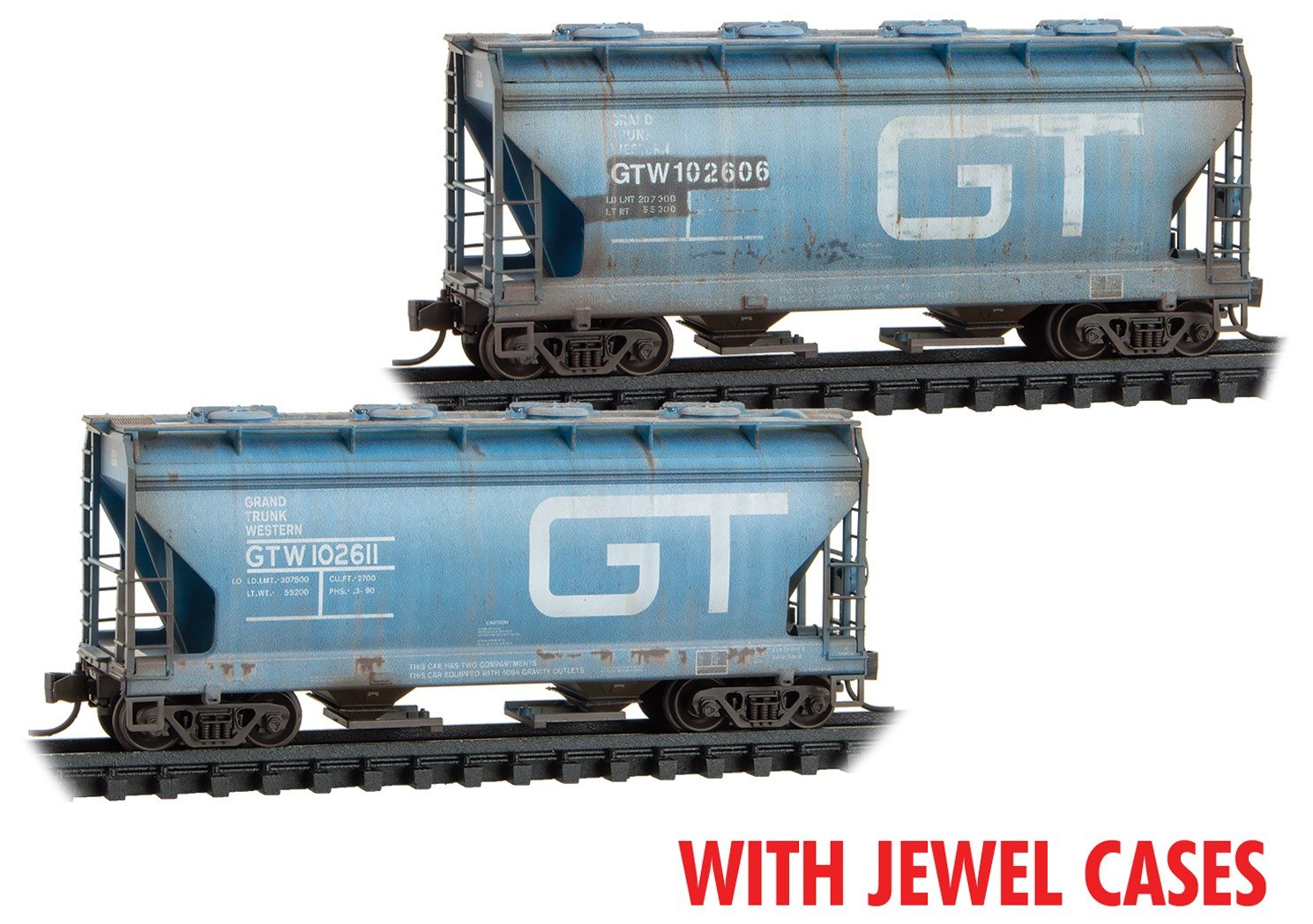 N Scale Micro-Trains MTL 98305074 GTW 2-Bay Covered Hoppers 2-Pack w/ Graffiti