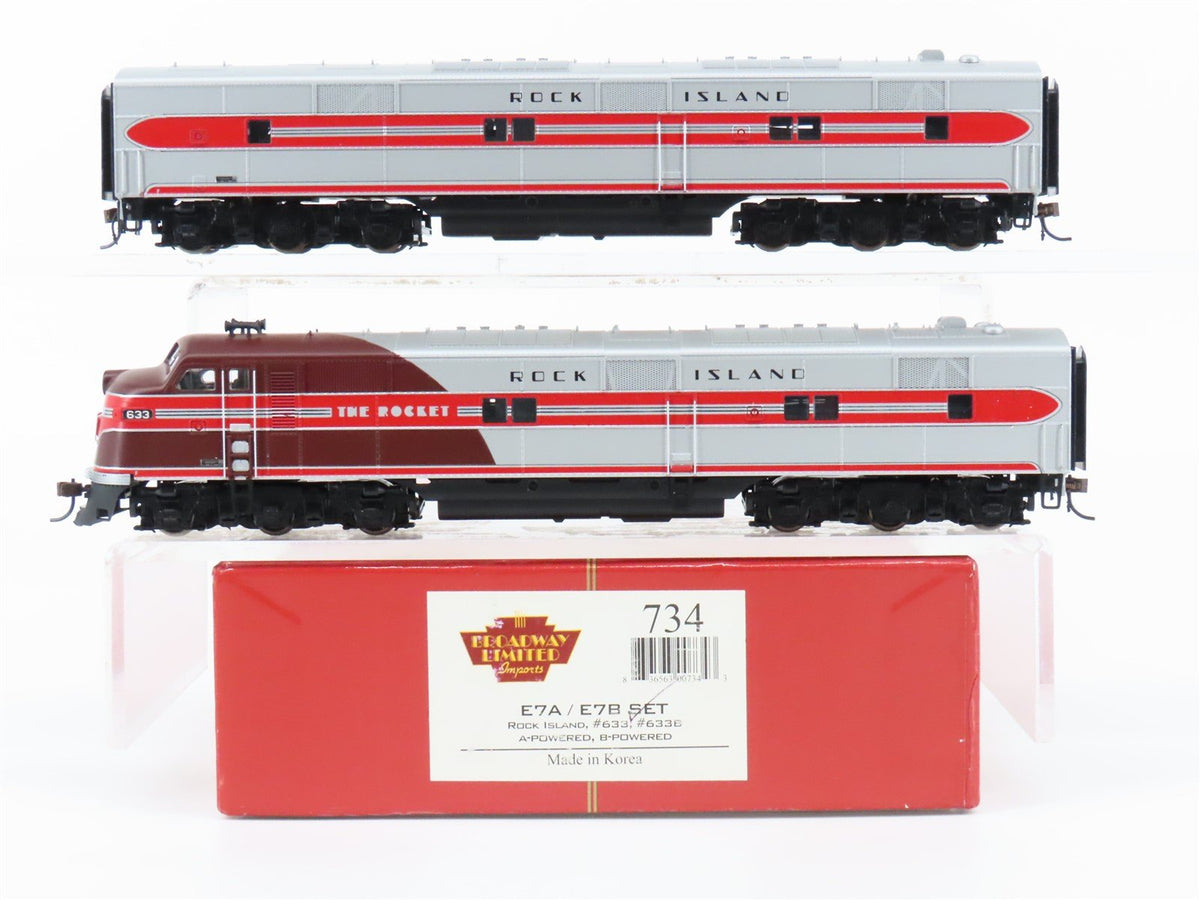 HO Scale Broadway Limited LTD 734 RI Rock Island E7 A/B Diesel Loco Set w/ DCC