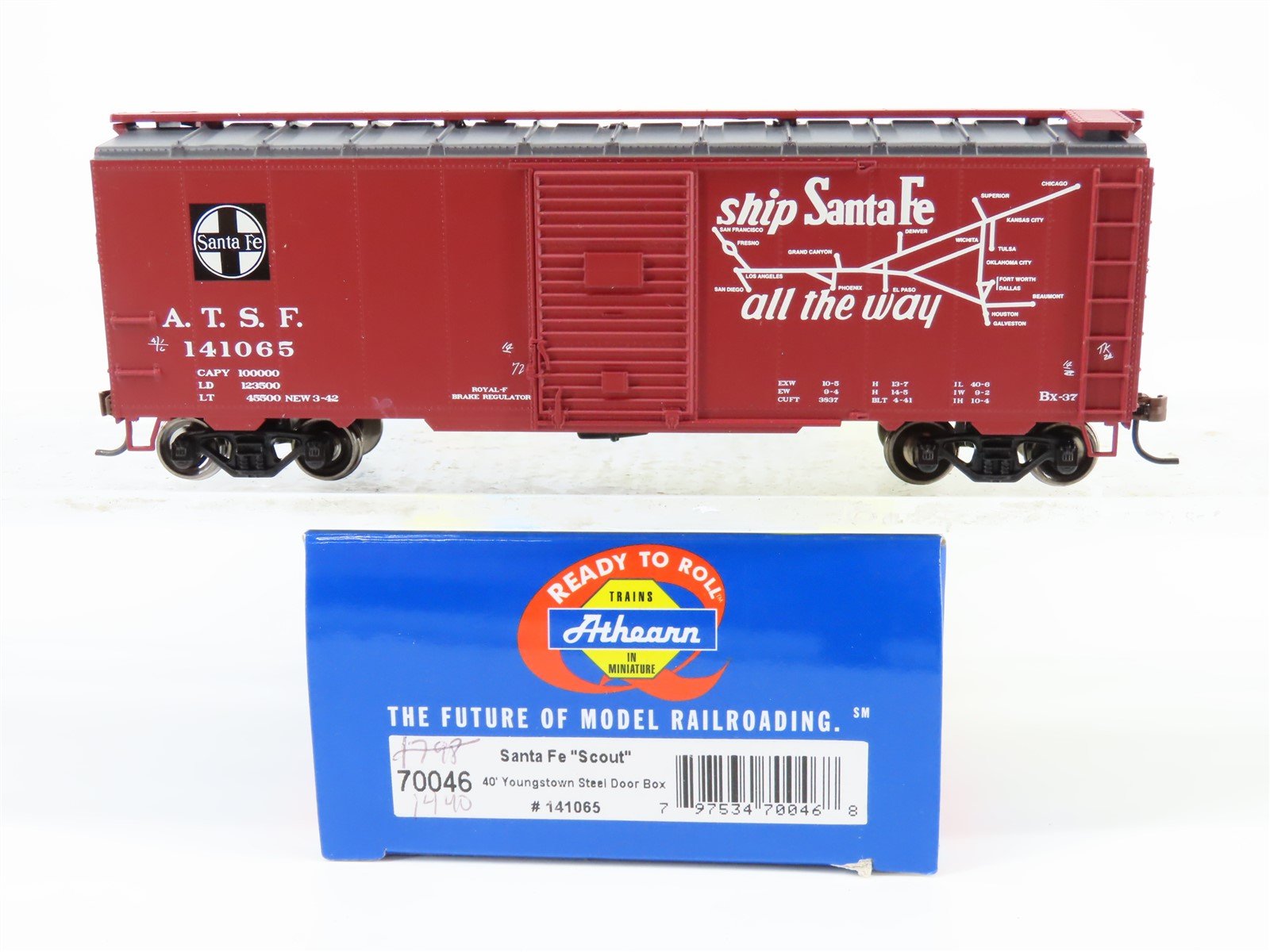 HO Athearn 70046 ATSF Santa Fe "Scout" 40' Box Car #141065 w/ Custom Graffiti