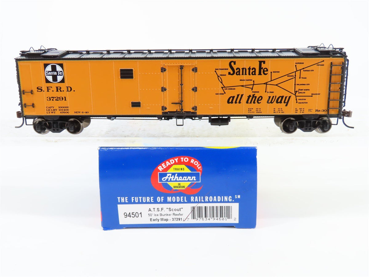 HO Scale Athearn #94501 SFRD Santa Fe &quot;Scout&quot; (Early Map) 50&#39; Reefer #37291