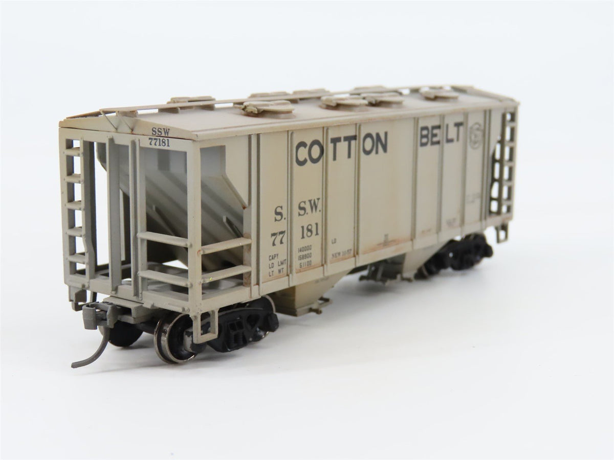 HO Scale Athearn 94362 SSW Cotton Belt 2-Bay Hopper #77181 - Custom Weathered