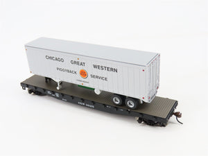 HO Scale Athearn #72466 CGW Chicago Great Western 50' Flat Car #3825 w/ Trailer