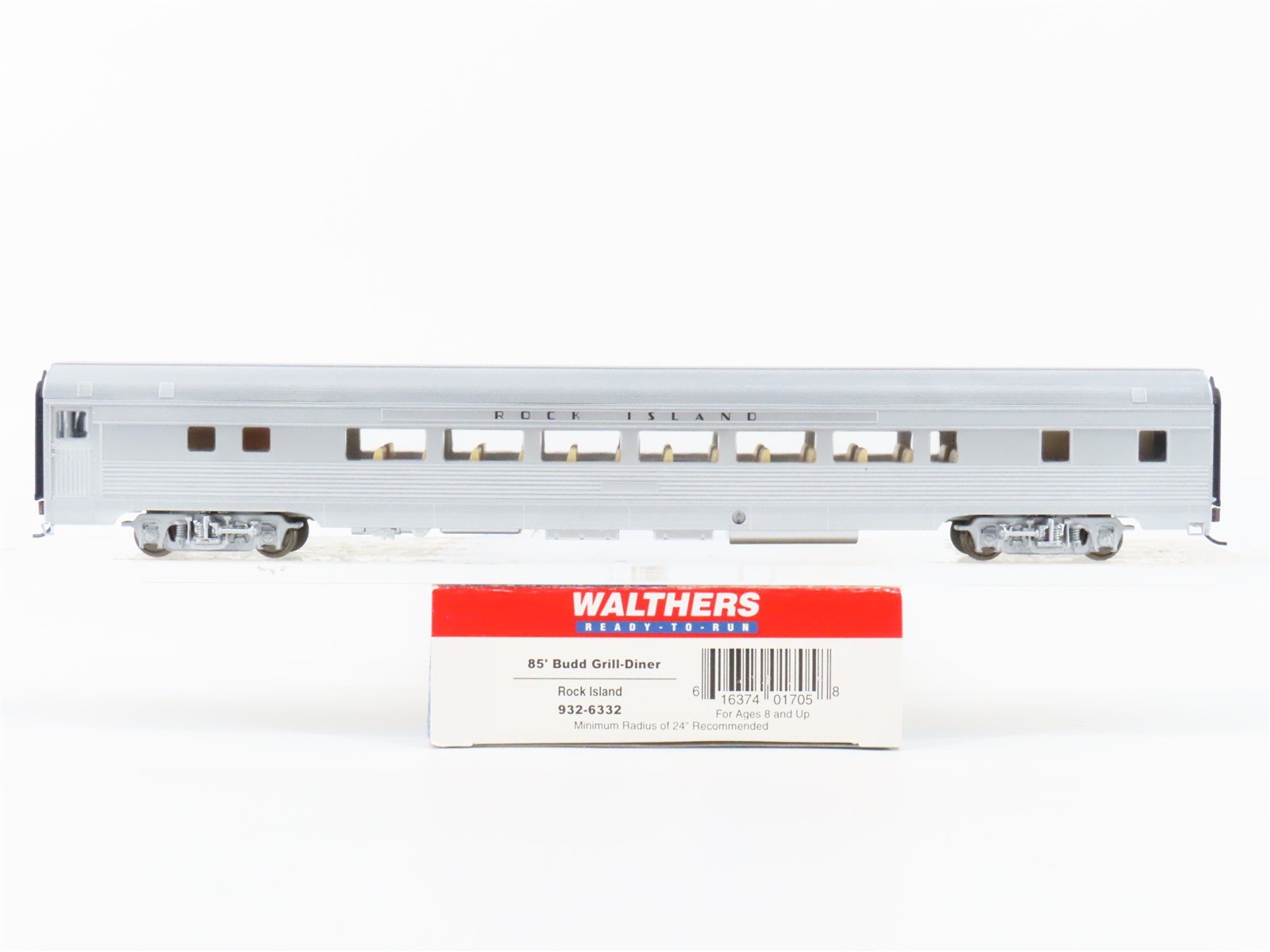 HO Scale Walthers 932-6332 RI Rock Island 85' Budd Grill-Diner Passenger Car