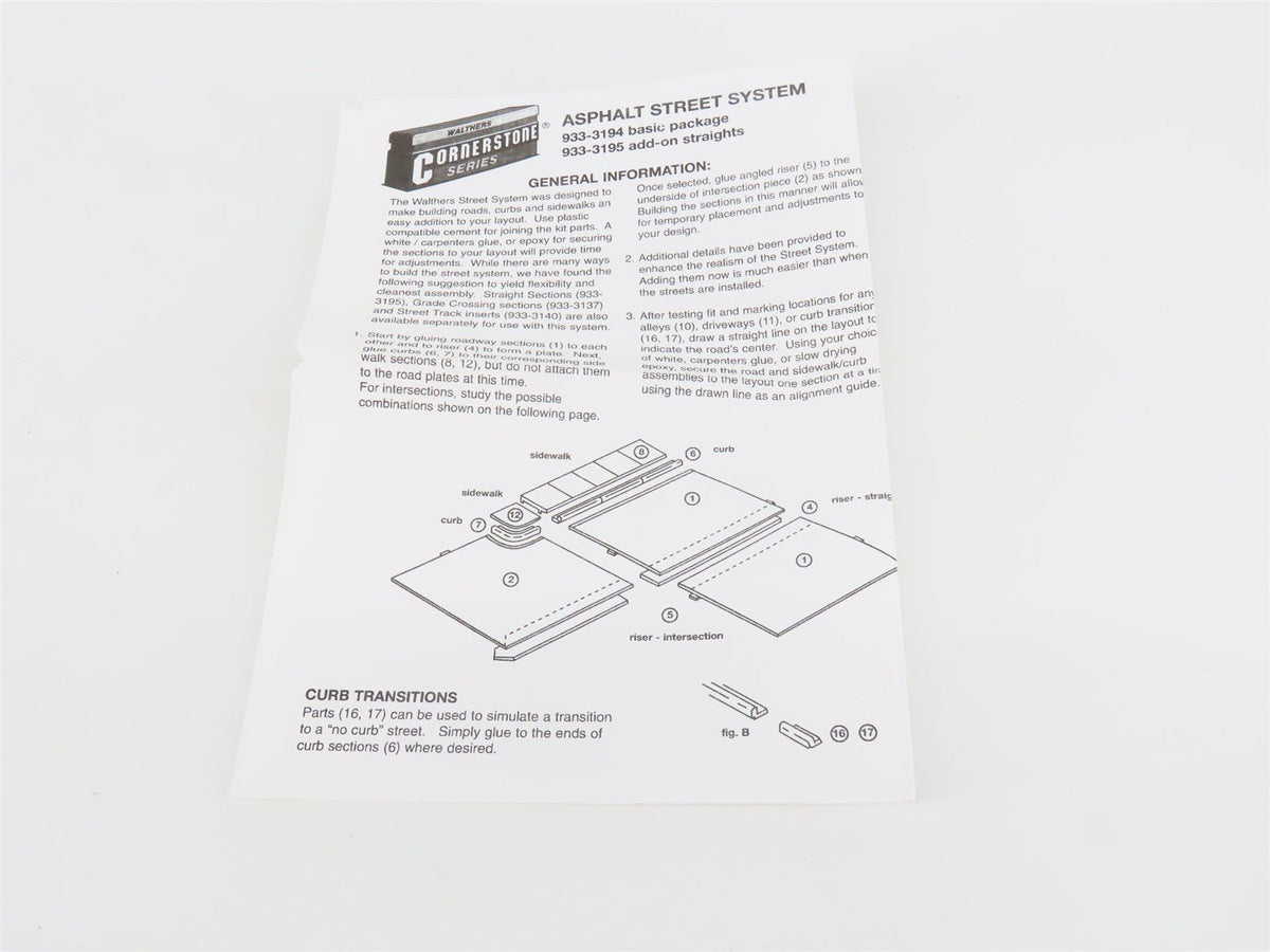 HO 1/87 Scale Walthers Cornerstone Kit #933-3194 Asphalt Street System