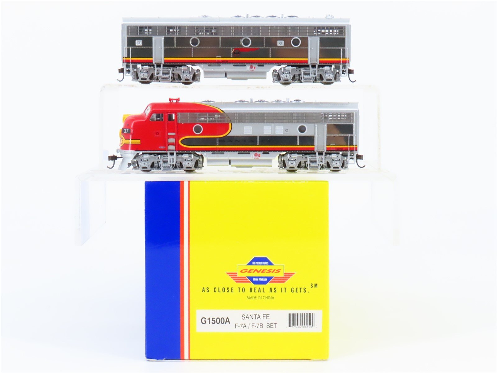 HO Scale Athearn Genesis G1500A ATSF Santa Fe F7 AB Diesel Locomotive Set