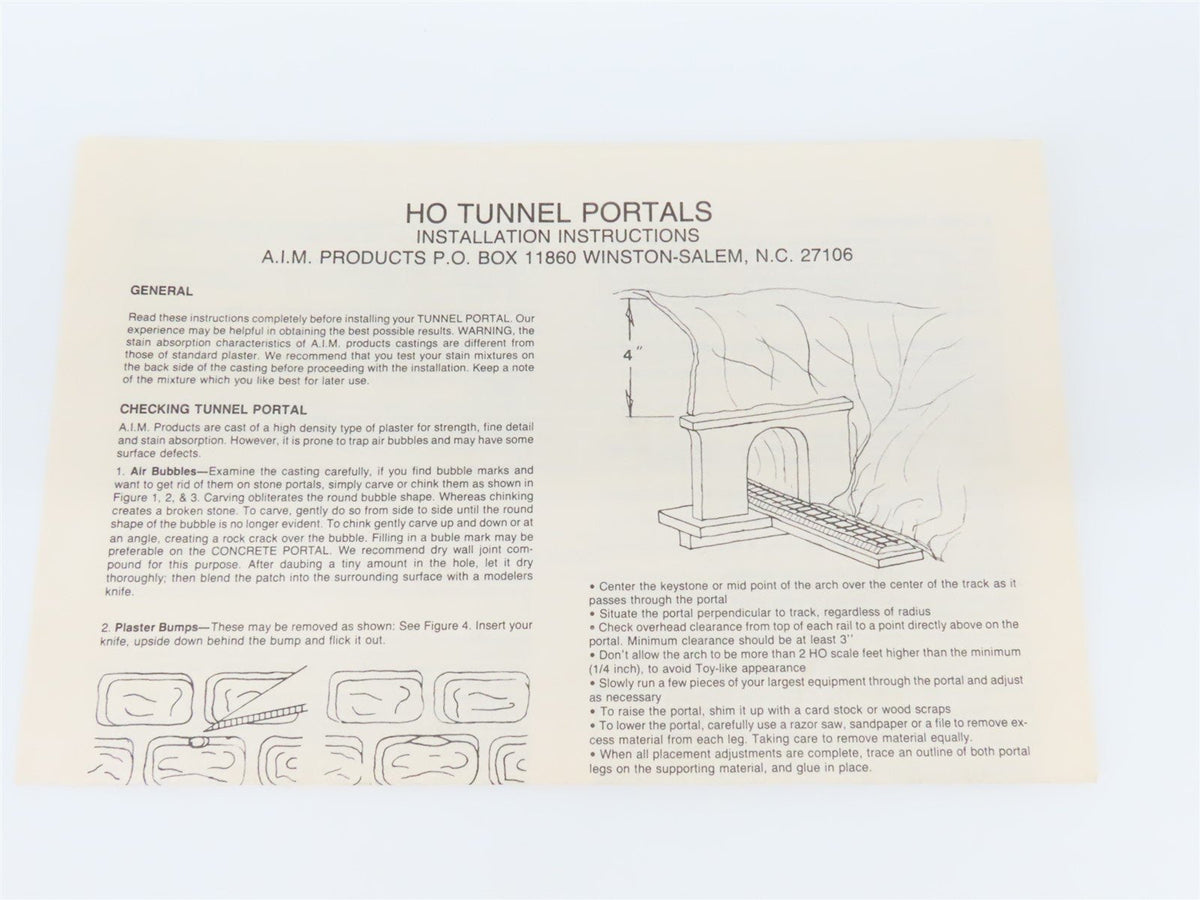 HO Scale A.I.M. Products #112 Random Stone Single Track Tunnel Portal