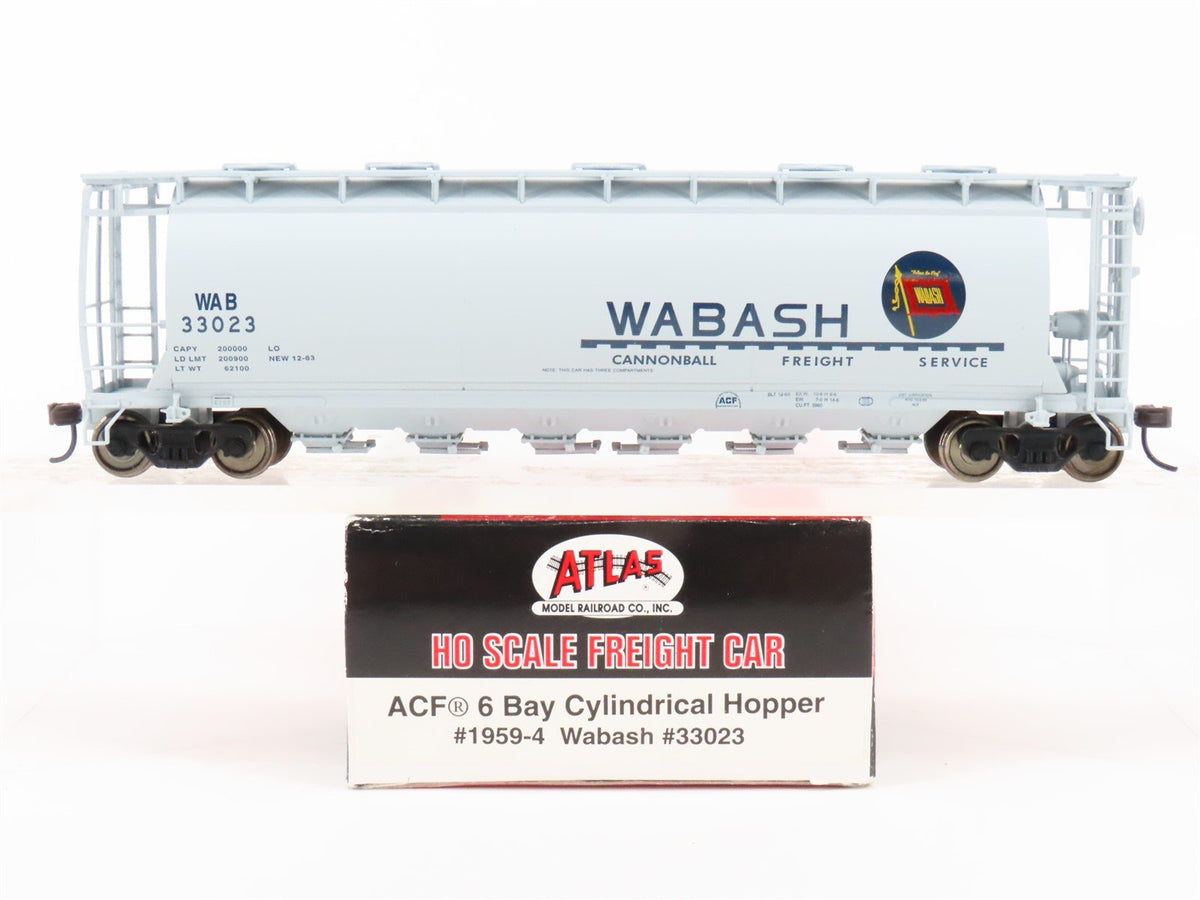 HO Scale Atlas 1959-4 WAB Wabash Railroad 6-Bay Cylindrical Hopper Car #33023