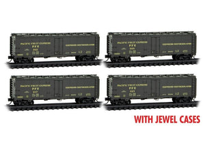 N Micro-Trains MTL 98300225 PFE Pacific Fruit Express 40' Steel Reefer 4-Pack