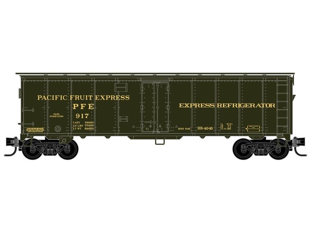 N Micro-Trains MTL 98300225 PFE Pacific Fruit Express 40&#39; Steel Reefer 4-Pack