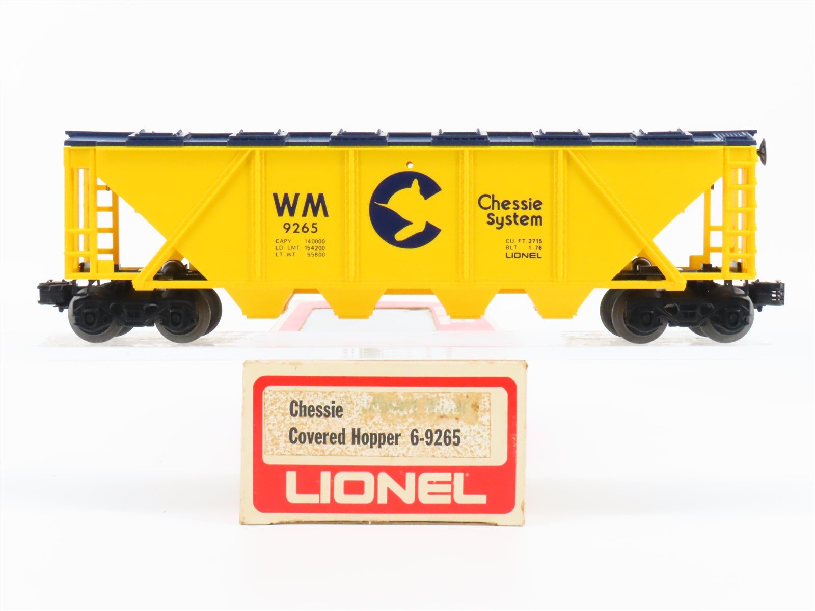 O Gauge 3-Rail Lionel #6-9265 WM Chessie System 4-Bay Covered Hopper #9265