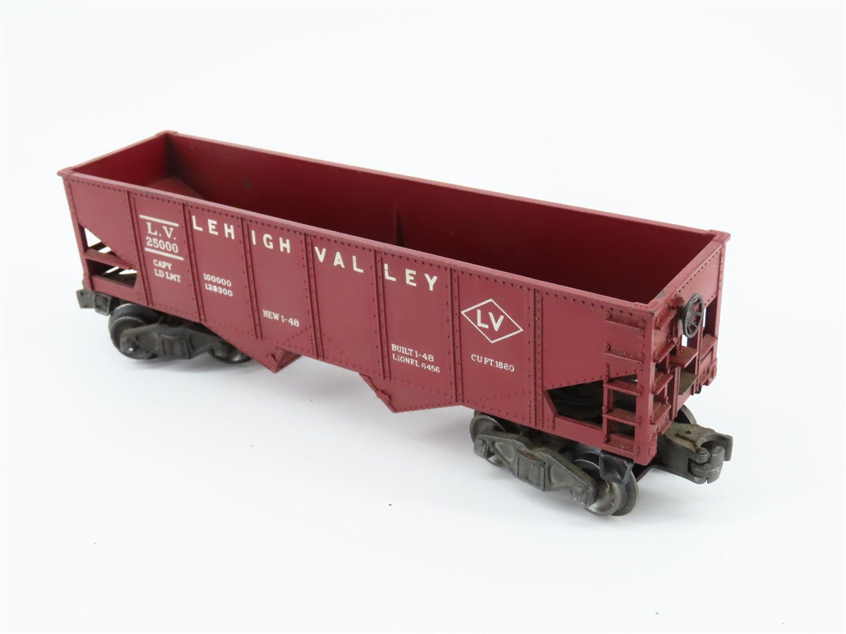 O Gauge 3-Rail Lionel #6456 LV Lehigh Valley 2-Bay Open Hopper #25000 (Red)