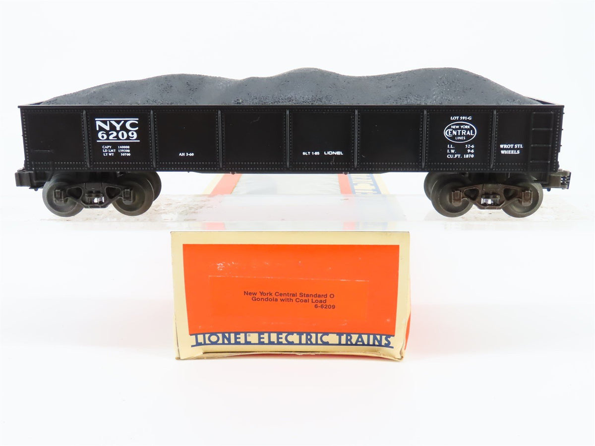 O Gauge 3-Rail Lionel #6-6209 NYC New York Central Gondola #6209 w/ Coal Load