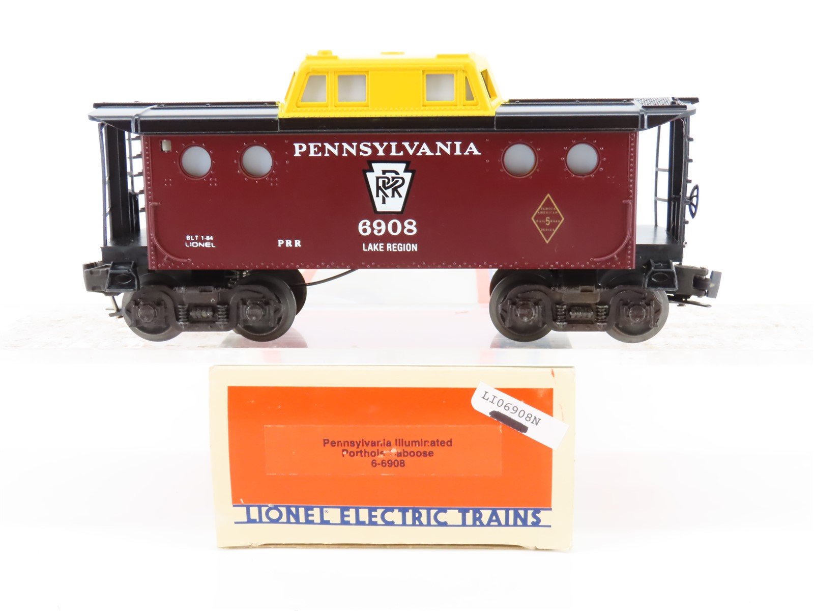 O Gauge 3-Rail Lionel #6-6908 PRR Pennsylvania Illuminated Porthole Caboose