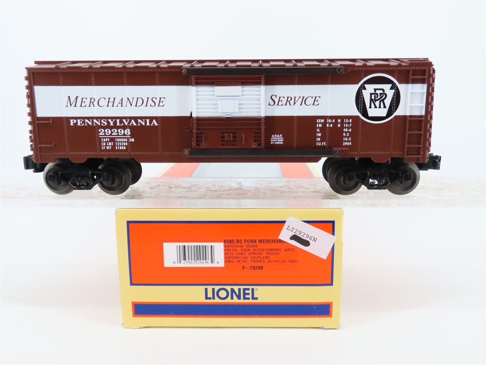 O Gauge 3-Rail Lionel 6565 #6-29296 PRR Pennsylvania "Merchandise" Box Car