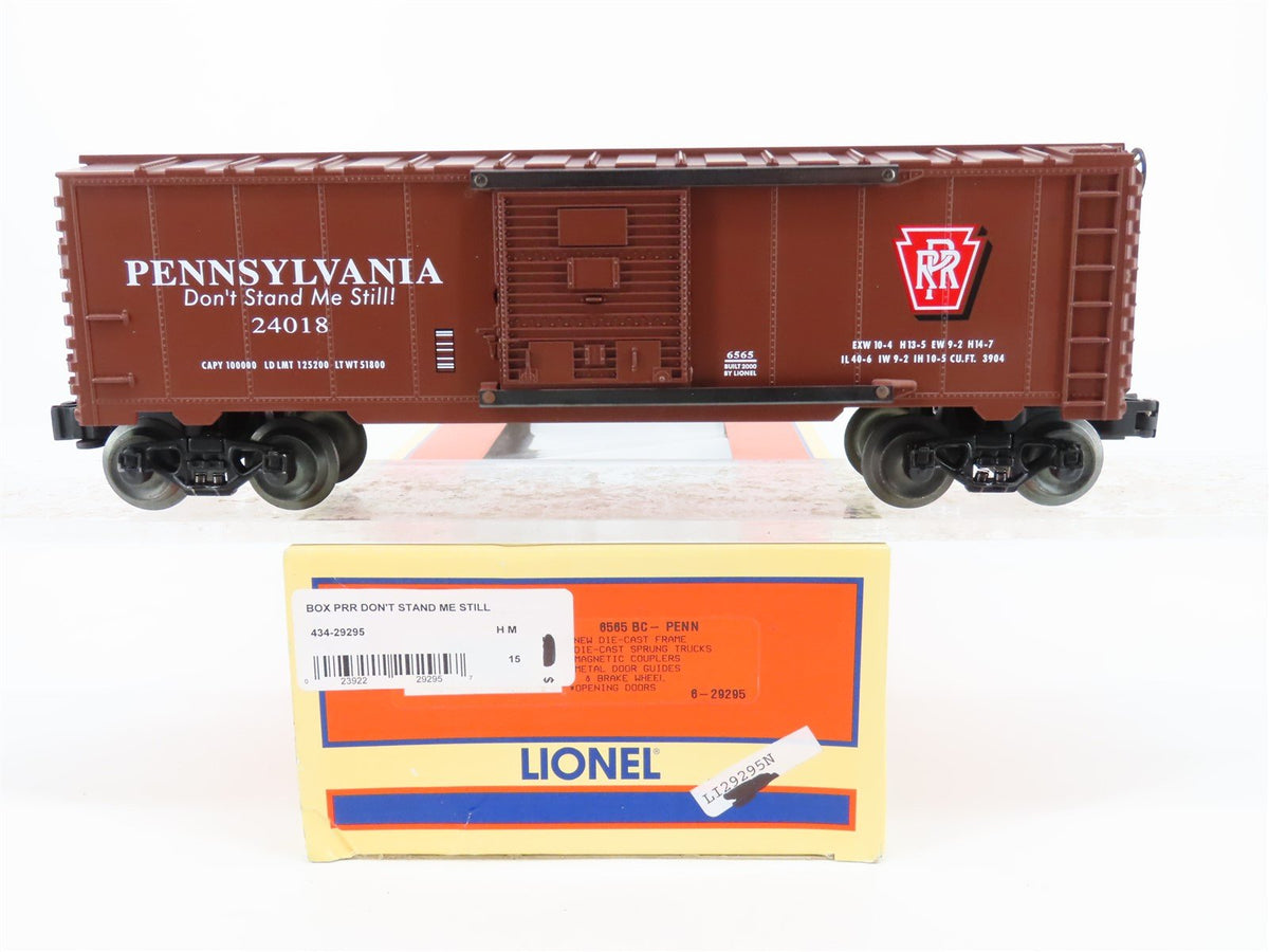 O Gauge 3-Rail Lionel 6565 #6-29295 PRR &quot;Don&#39;t Stand Me Still!&quot; Box Car #24018