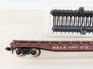 N Scale Atlas 3802 B&LE Bessemer & Lake Erie 50' Flat Car #4301 w/ Stakes