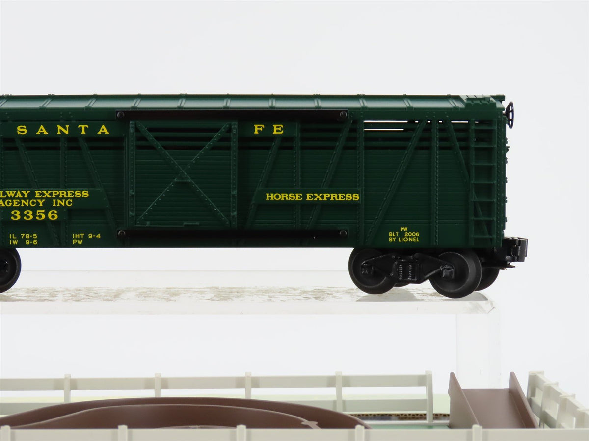 O Gauge 3-Rail Lionel 6-29843 ATSF Santa Fe Horse Car #3356 w/ Corral &amp; Horses