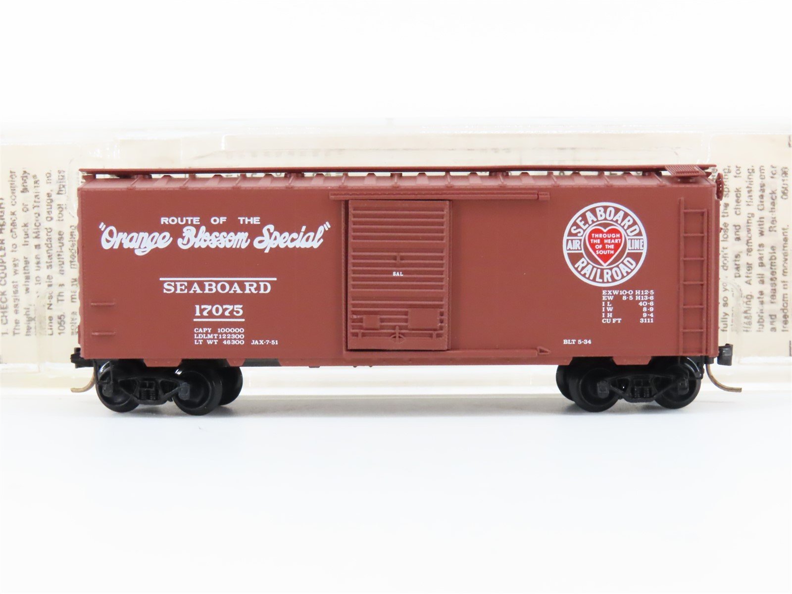 N Scale Micro-Trains MTL 20026 SAL Seaboard 40' Single Door Boxcar #17075