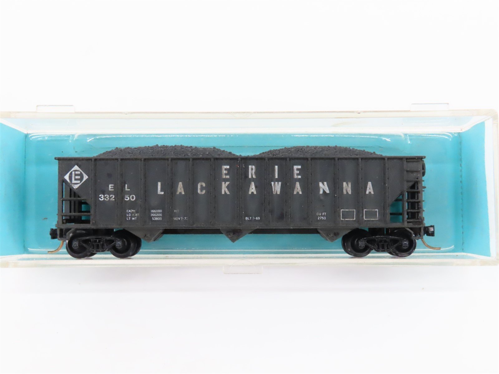 N Atlas 3270 EL Erie Lackawanna 3-Bay Hopper #33250 w/ Load - Custom Weathered