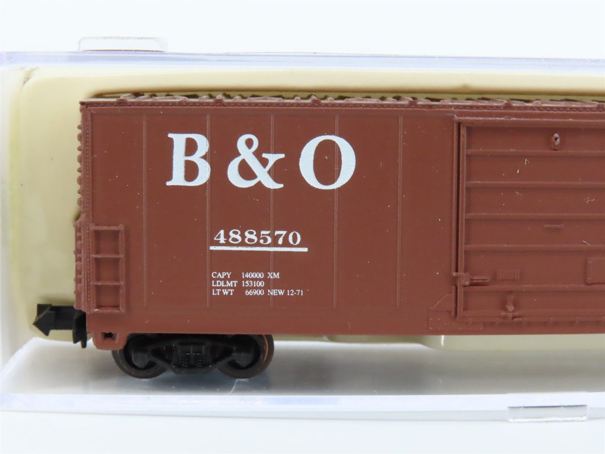 N Scale Bev-Bel 10005 B&amp;O Baltimore &amp; Ohio 50&#39; Evan Single Door Boxcar #488570