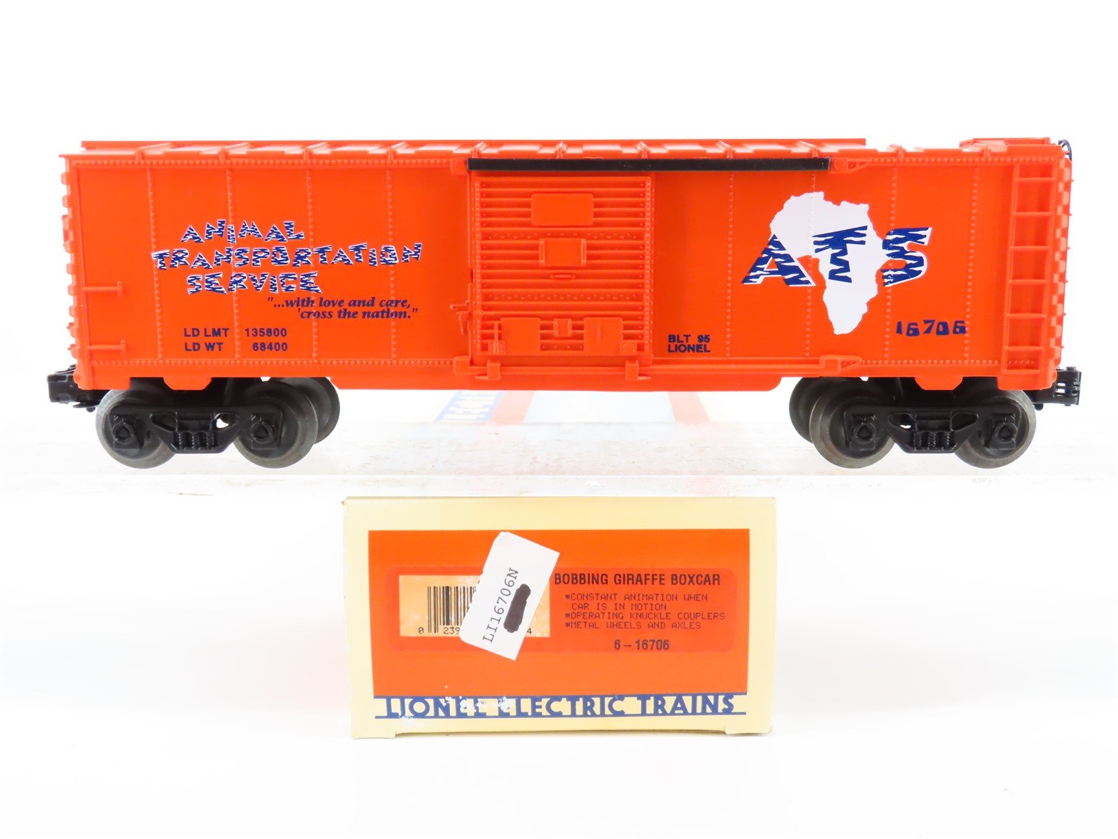 O Gauge 3-Rail Lionel 6-16706 ATS Animal Transport Bobbing Giraffe Box Car 16706