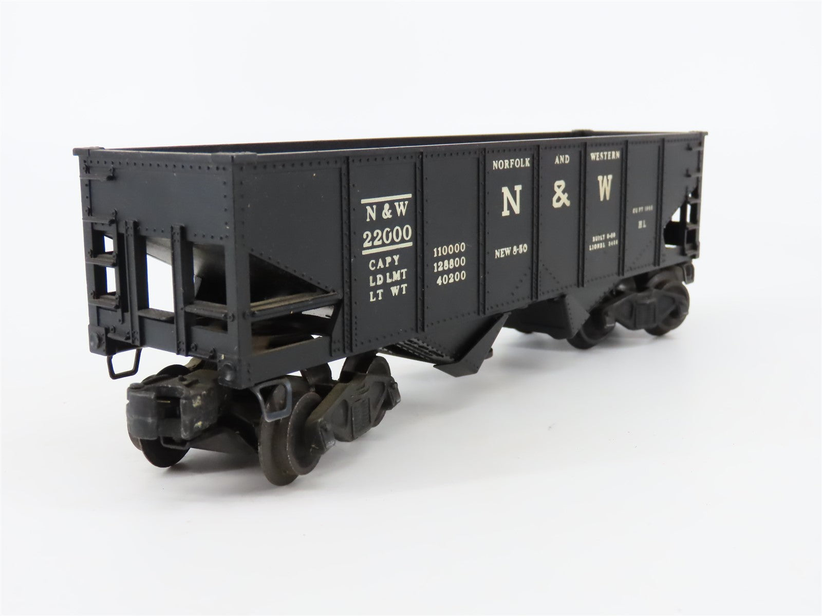 O Gauge 3-Rail Lionel 3456 N&W Norfolk & Western 2-Bay Operating Hopper #22000