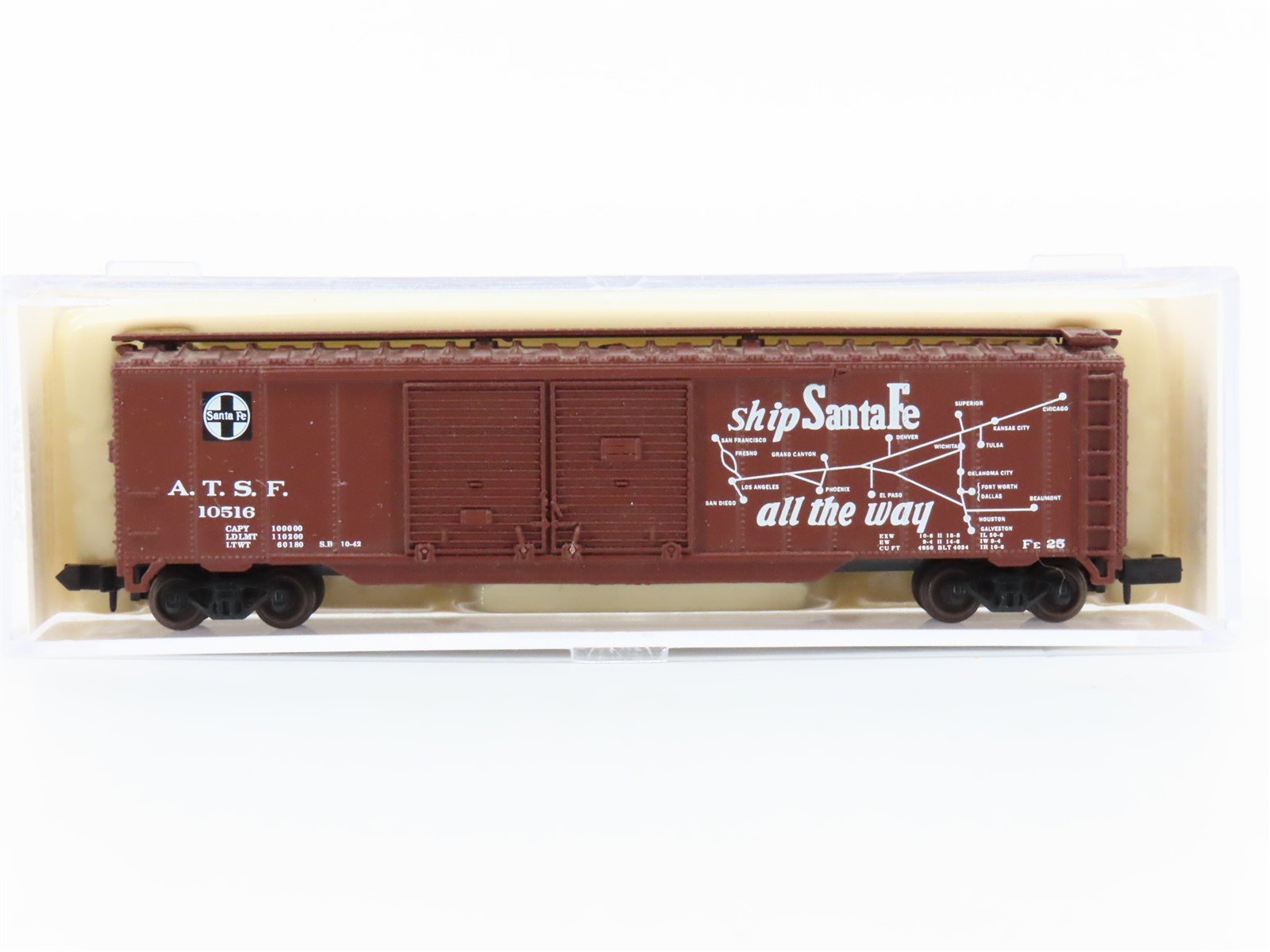 N Scale Atlas 36281 ATSF Santa Fe 50' Double Door Boxcar #10516