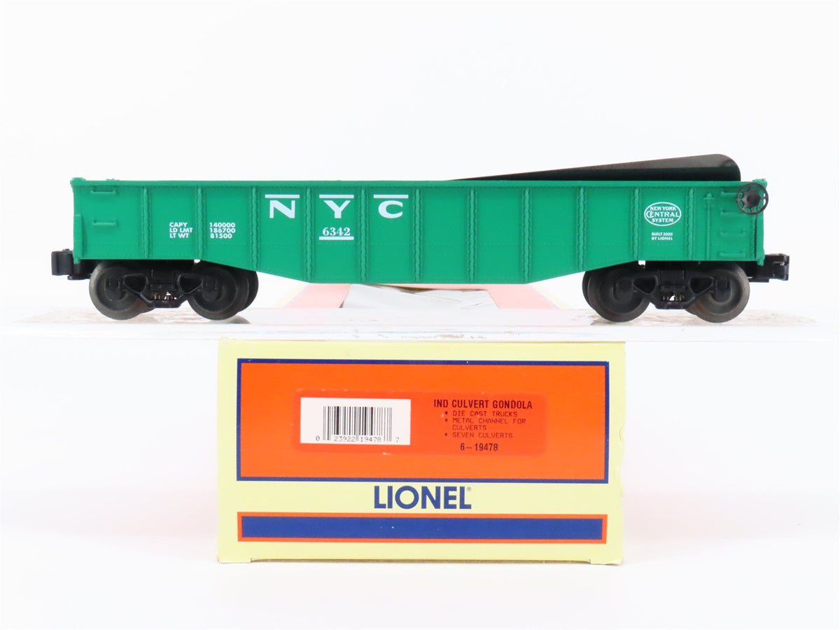 O Gauge 3-Rail Lionel 6-19478 NYC New York Central Open Culvert Gondola #6342