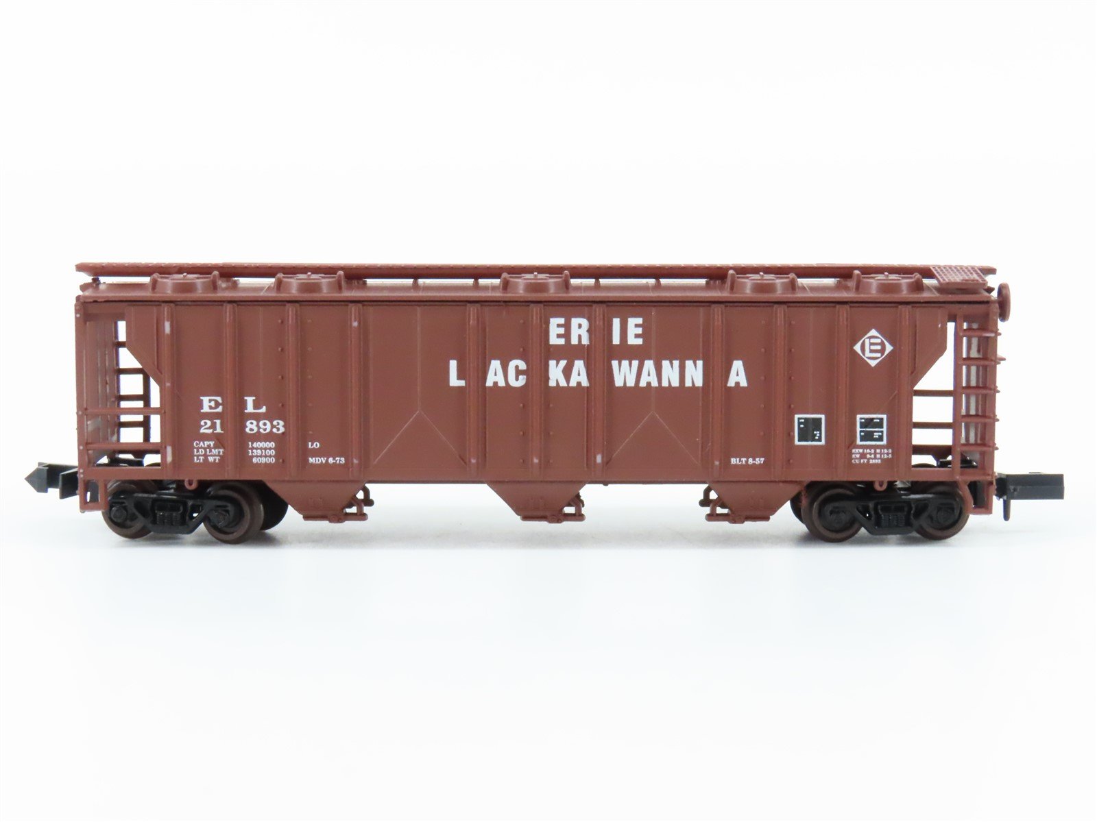 N Scale Atlas 3738 EL Erie Lackawanna 3 Bay Covered Hopper Car #21893