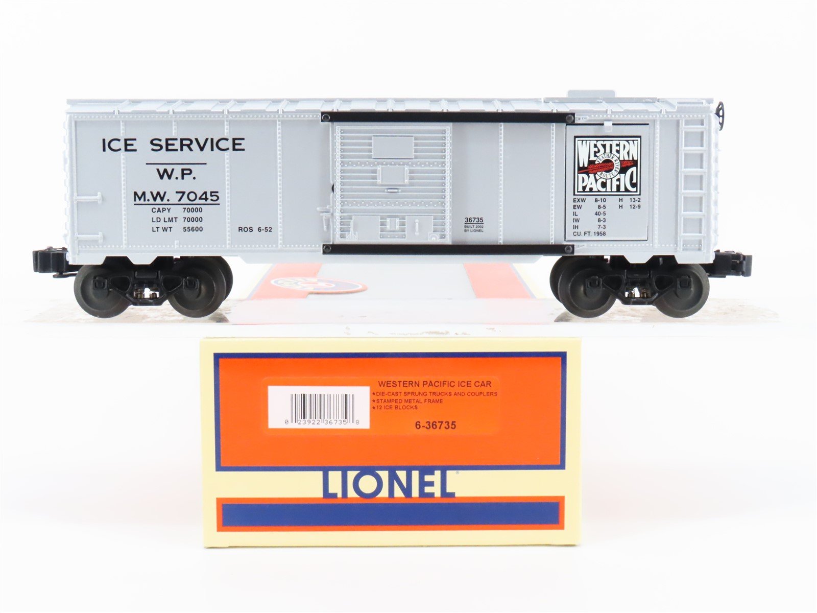 O Gauge 3-Rail Lionel 6-36735 WP MW Western Pacific Feather Route Ice Car #7045