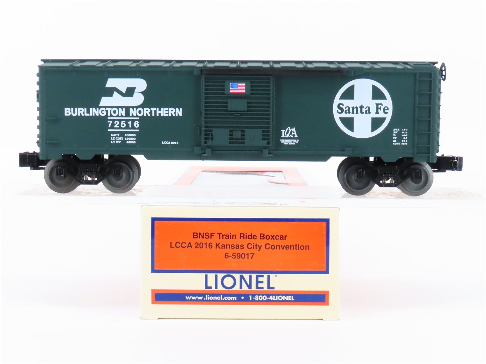 O Gauge 3-Rail Lionel 6-59017 BNSF Railway 2016 LCCA Convention Box Car #72516