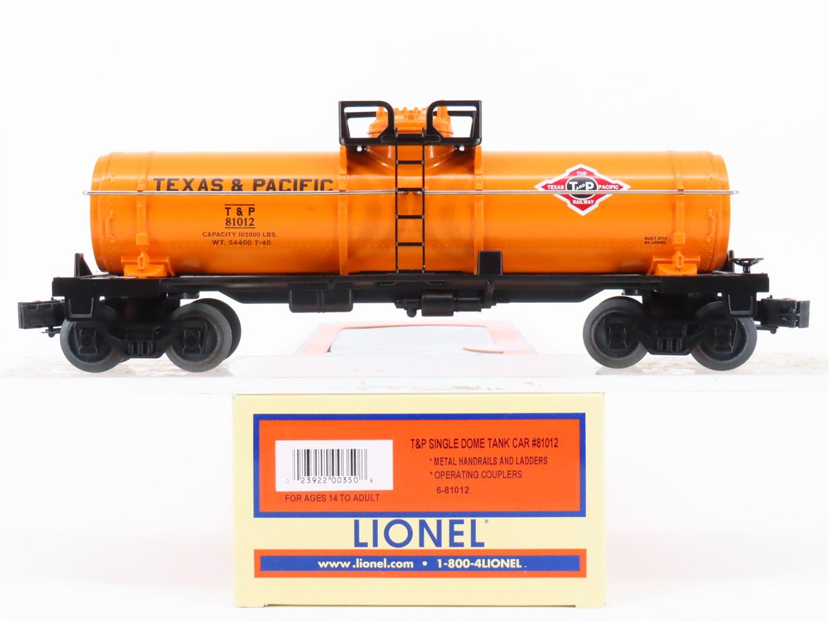 O Gauge 3-Rail Lionel 6-81012 T&amp;P Texas &amp; Pacific Single Dome Tank Car #81012