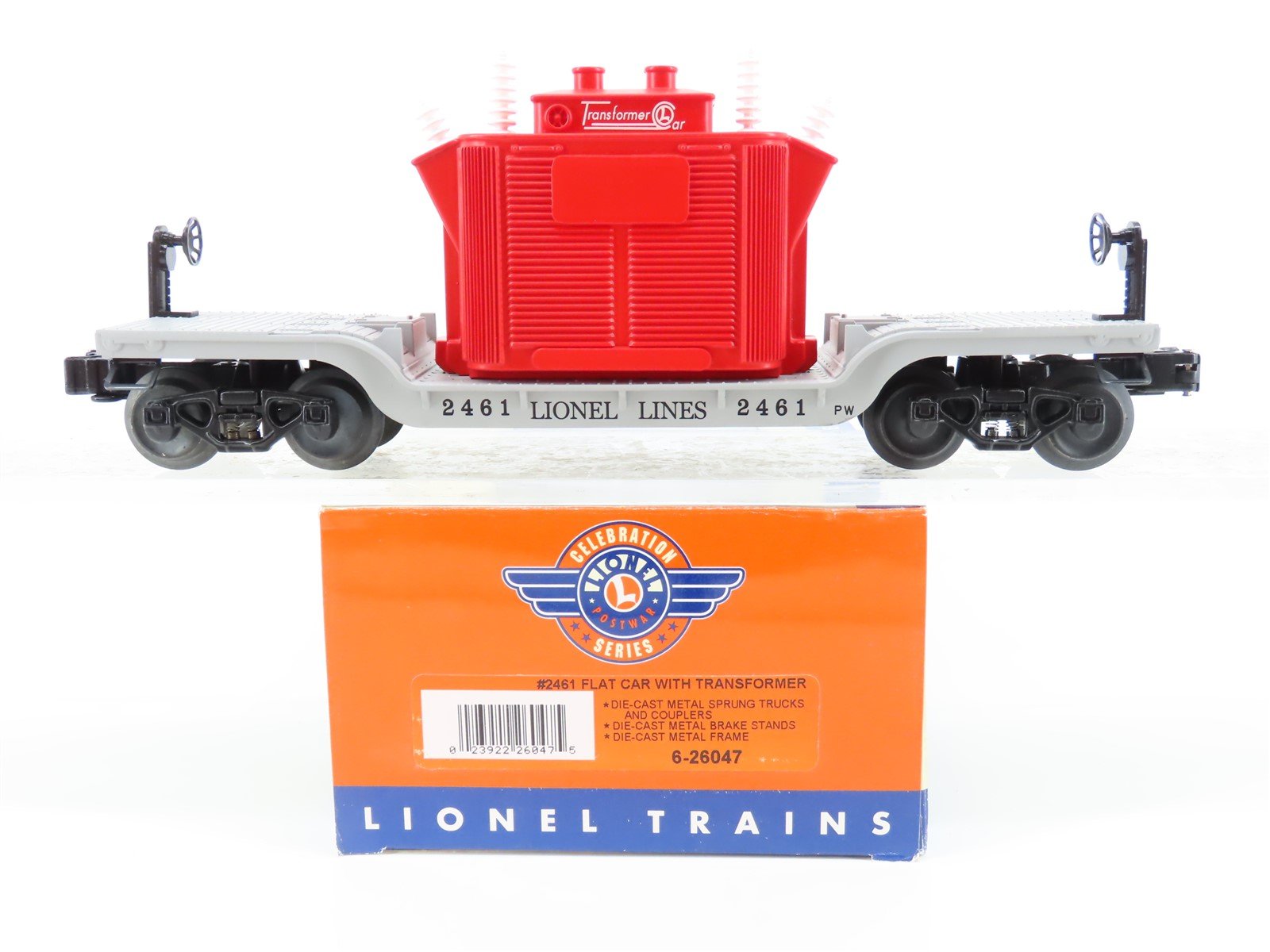 O Gauge 3-Rail Lionel 6-26047 Postwar Lionel Lines Flat Car #2461 w/ Transformer