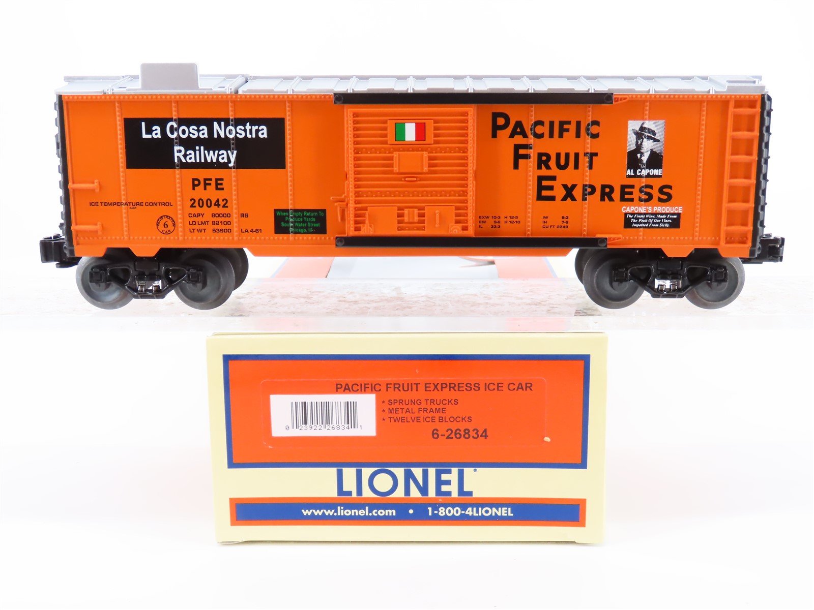 O Gauge 3-Rail Lionel 6-26834 PFE Pacific Fruit Express Al Capone Ice Car #20042