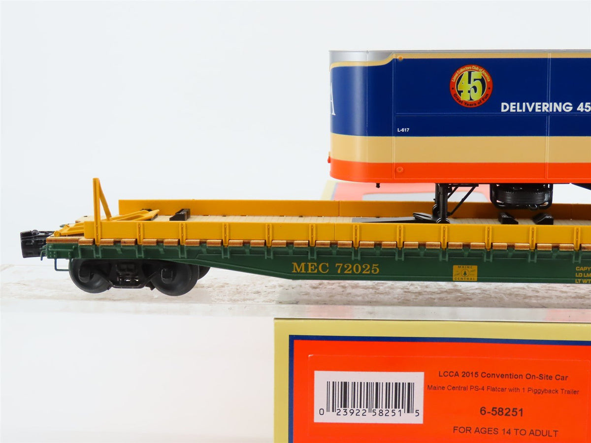 O Gauge 3-Rail Lionel 6-58251 LCCA 2015 MEC Flat Car #72025 w/ Piggyback Trailer