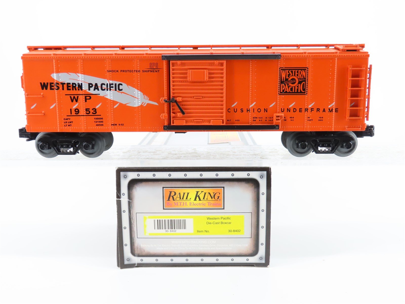 O Gauge 3-Rail Die-Cast MTH Rail King 30-8402 WP Western Pacific Feather Boxcar