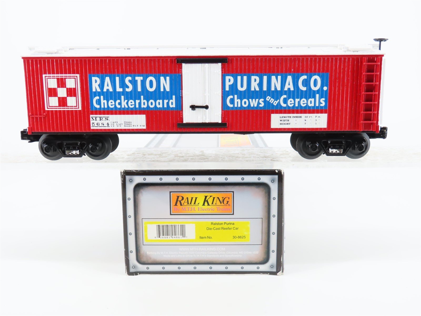 O Gauge 3-Rail Die-Cast MTH Rail King 30-8625 MRS Ralston Purina Reefer #5684