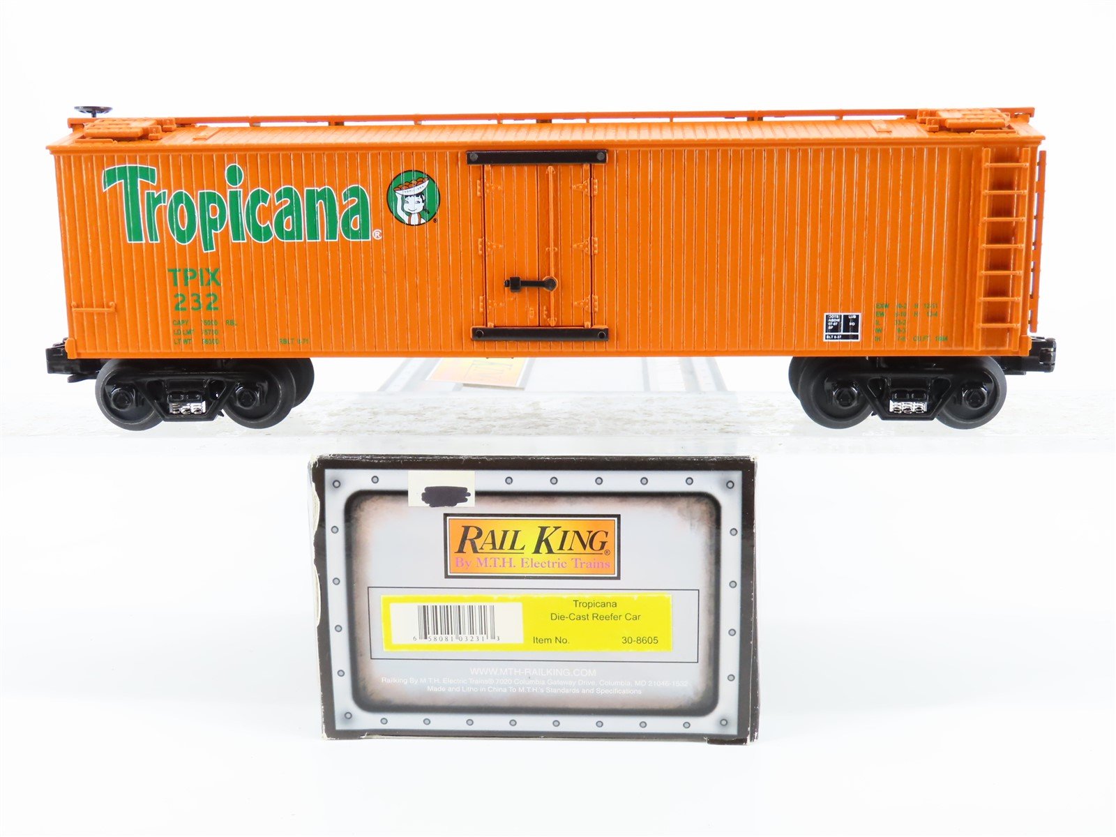 O Gauge 3-Rail Die-Cast MTH Rail King 30-8605 TPIX Tropicana Reefer #232