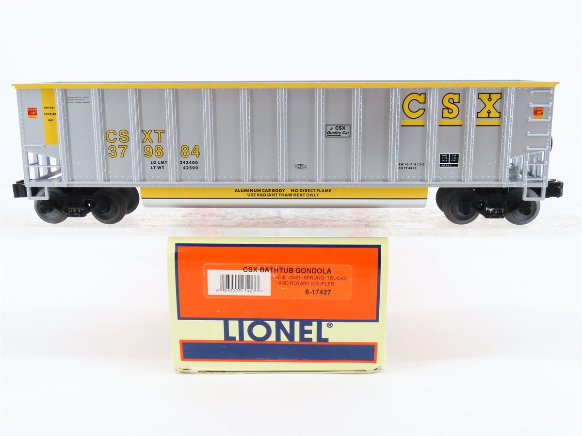 O Gauge 3-Rail Lionel 6-17427 CSXT Railroad Bathtub Gondola #379884