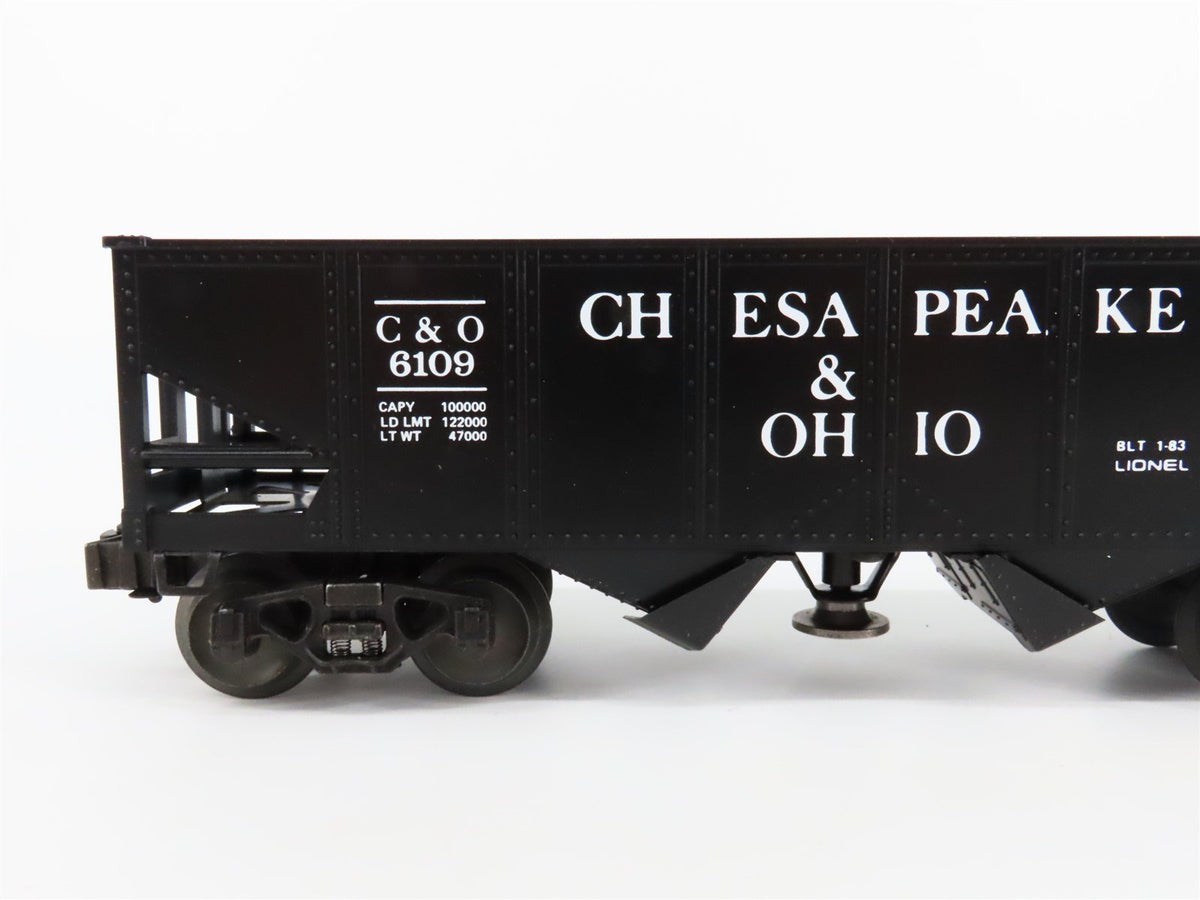 O Gauge 3-Rail Lionel #6-6109 C&amp;O &quot;For Progress&quot; Operating 2-Bay Open Hopper